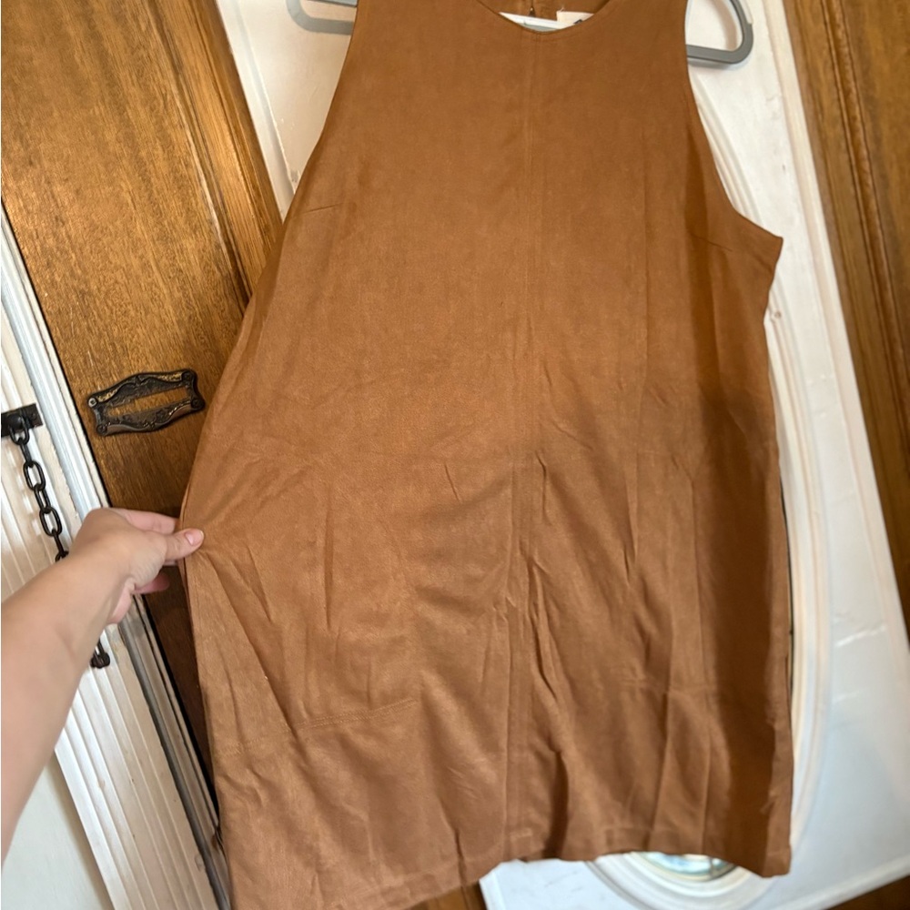 Elegant Tan suede Midi Dress western boho